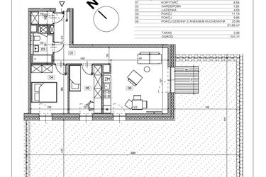 Rzut - Mieszkanie na sprzedaż 3 pokoje o powierzchni 61,78 m² - numer J.M02 w Osiedle Glivia Zachodnia