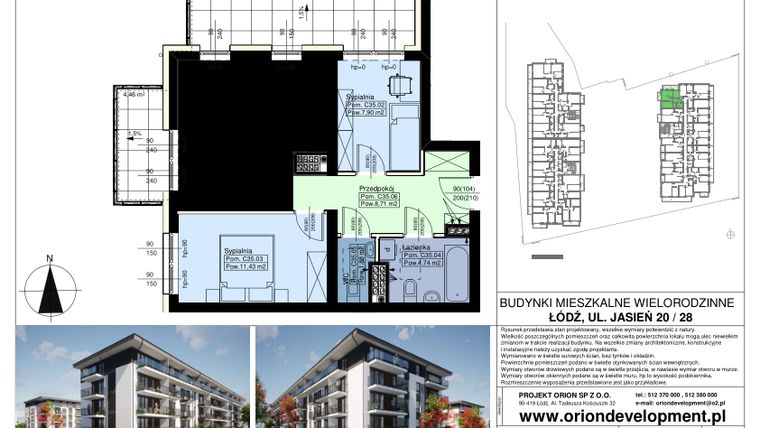 Rzut - Mieszkanie na sprzedaż 3 pokoje o powierzchni 52,12 m² - numer C35 w Duo Park