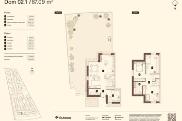 Rzut - Mieszkanie na sprzedaż 5 pokoi o powierzchni 87,09 m² - numer 02.1 w Bukowa