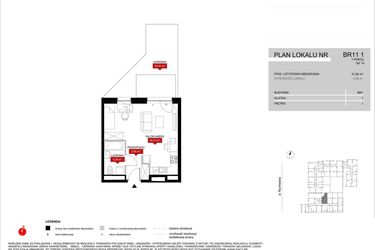 Rzut - Mieszkanie na sprzedaż 1 pokój o powierzchni 32,42 m² - numer BR11/1 w Browary Wrocławskie 2