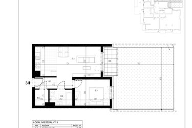 Rzut - Mieszkanie na sprzedaż 2 pokoje o powierzchni 46,35 m² - numer M3 w Trybuny Ludów 3