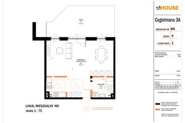Rzut - Mieszkanie na sprzedaż 1 pokój o powierzchni 54,08 m² - numer 6 w Osiedle StaLove etap II