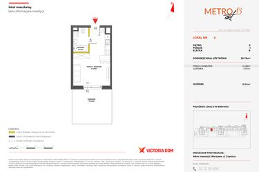 Rzut - Mieszkanie na sprzedaż 1 pokój o powierzchni 26,77 m² - numer 6 w Metro Art 13
