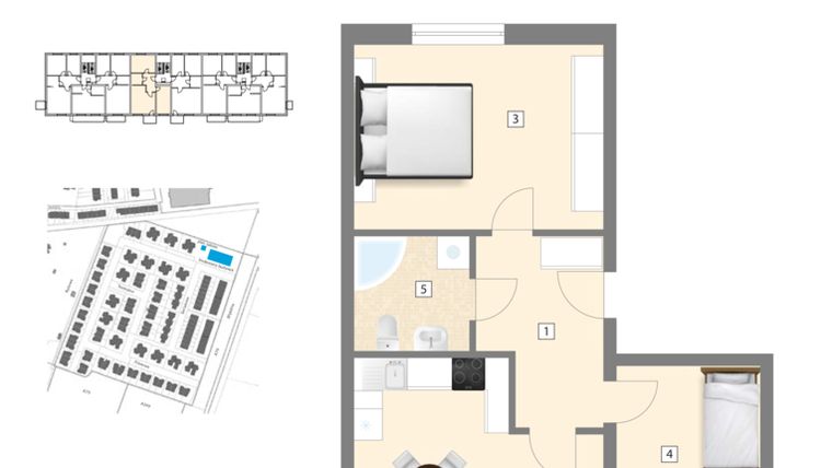 Rzut - Mieszkanie na sprzedaż 3 pokoje o powierzchni 69,47 m² - numer B6 w Błękitne Aleje Etap XV