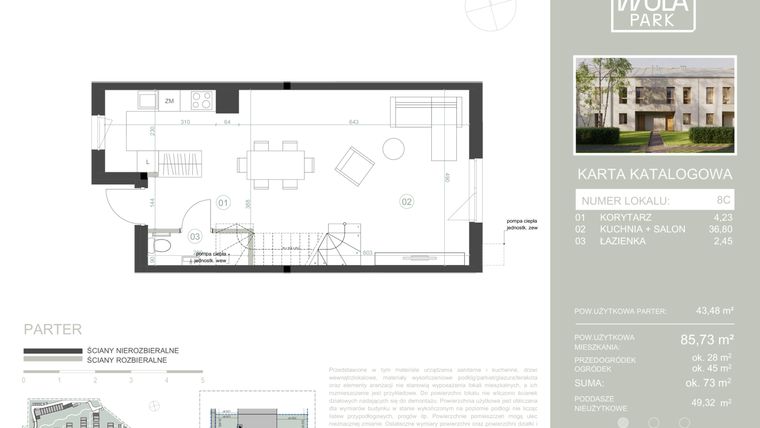 Rzut - Dom na sprzedaż 4 pokoje o powierzchni 85,73 m² - numer 8C w Nova Wola Park II