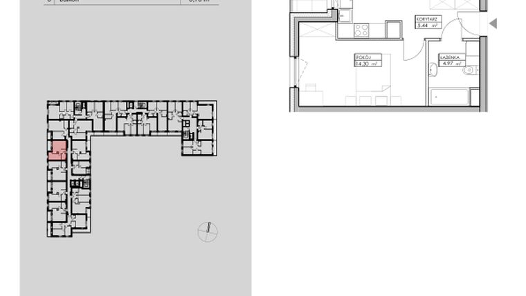 Rzut - Mieszkanie na sprzedaż 2 pokoje o powierzchni 47,92 m² - numer A15 w Niebieski Bursztyn