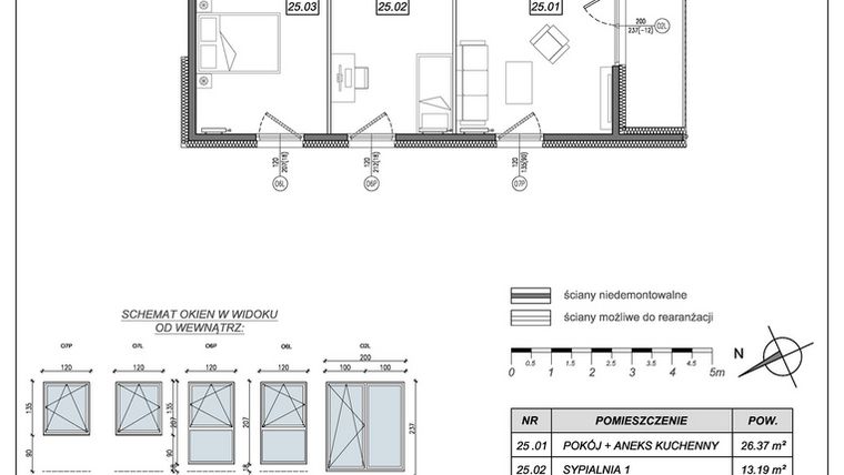 Rzut - Mieszkanie na sprzedaż 3 pokoje o powierzchni 67,47 m² - numer 4.B.25 w Nowe Południe bud. 4