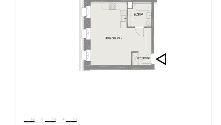 Rzut - Mieszkanie na sprzedaż 1 pokój o powierzchni 32,46 m² - numer A23 w Komuny Paryskiej 19a