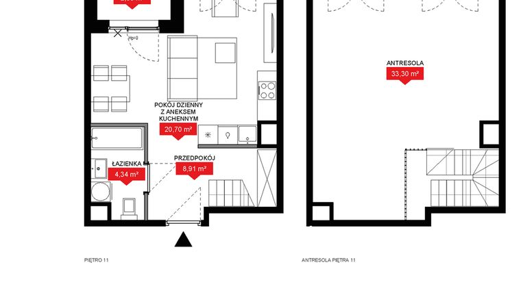 Rzut - Mieszkanie na sprzedaż 1 pokój o powierzchni 67,25 m² - numer A2 356 w 29L