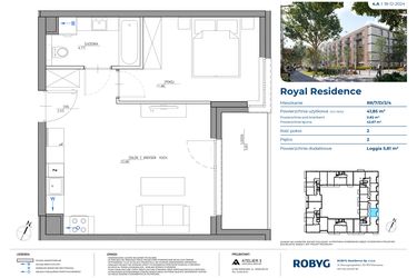 Rzut - Mieszkanie na sprzedaż 2 pokoje o powierzchni 41,85 m² - numer RR/7/D/2/4 w Royal Residence 7