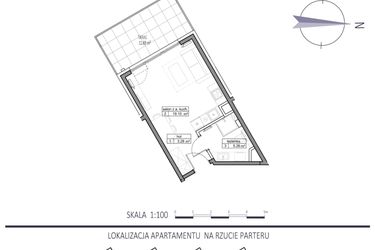 Rzut - Mieszkanie na sprzedaż 1 pokój o powierzchni 27,64 m² - numer F3 w Apartamenty na Klifie bud. D, E i F