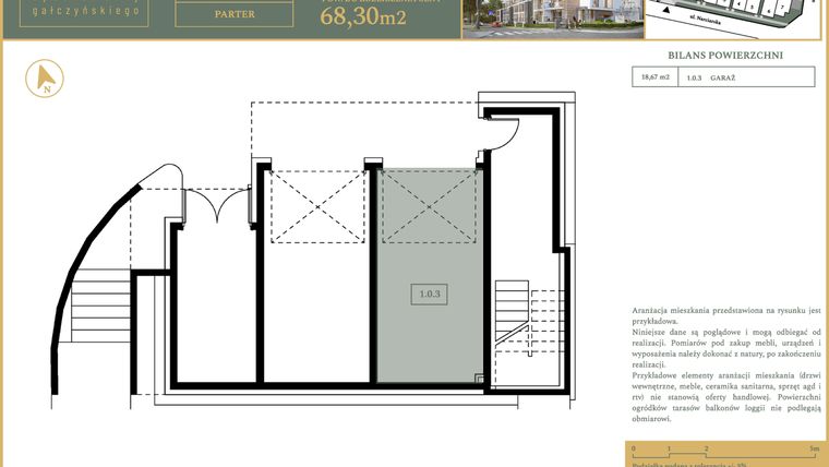 Rzut - Mieszkanie na sprzedaż 4 pokoje o powierzchni 68,3 m² - numer M2 w Apartamenty Gałczyńskiego