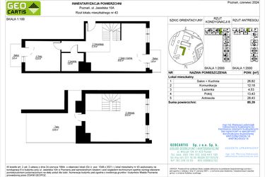 Rzut - Mieszkanie na sprzedaż 3 pokoje o powierzchni 85,39 m² - numer B43 w Jasielska 8C