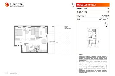 Rzut - Mieszkanie na sprzedaż 3 pokoje o powierzchni 47,5 m² - numer E.4 w Osiedle Synteza etap IV