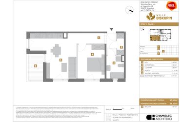 Rzut - Mieszkanie na sprzedaż 2 pokoje o powierzchni 47,6 m² - numer L.8 w Wille Biskupin II