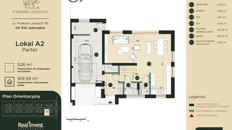 Rzut - Dom na sprzedaż 5 pokoi o powierzchni 169,59 m² - numer A2 w Aleja Ptaków Leśnych