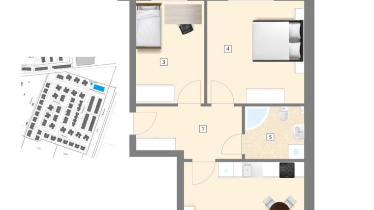 Rzut - Mieszkanie na sprzedaż 3 pokoje o powierzchni 63,61 m² - numer A4 w Błękitne Aleje Etap XV