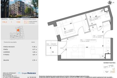 Rzut - Mieszkanie na sprzedaż 2 pokoje o powierzchni 35,26 m² - numer I-C2 w Industria etap I-D oraz I-C