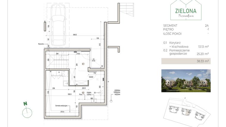 Rzut - Dom na sprzedaż 5 pokoi o powierzchni 148,8 m² - numer 2A w Zielona Poziomkowa