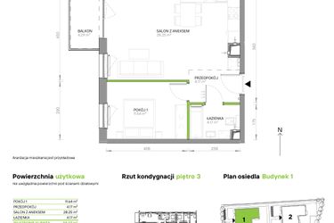 Rzut - Mieszkanie na sprzedaż 2 pokoje o powierzchni 48,23 m² - numer III.3/1/29 w Via Flora