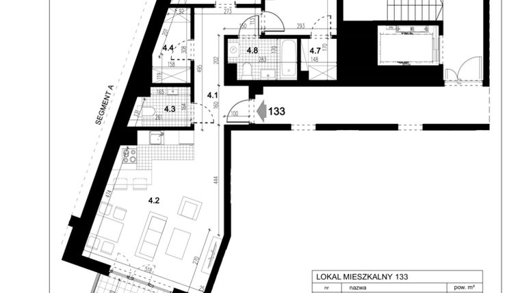 Rzut - Mieszkanie na sprzedaż 3 pokoje o powierzchni 73,73 m² - numer C.133 w Przewóz 4