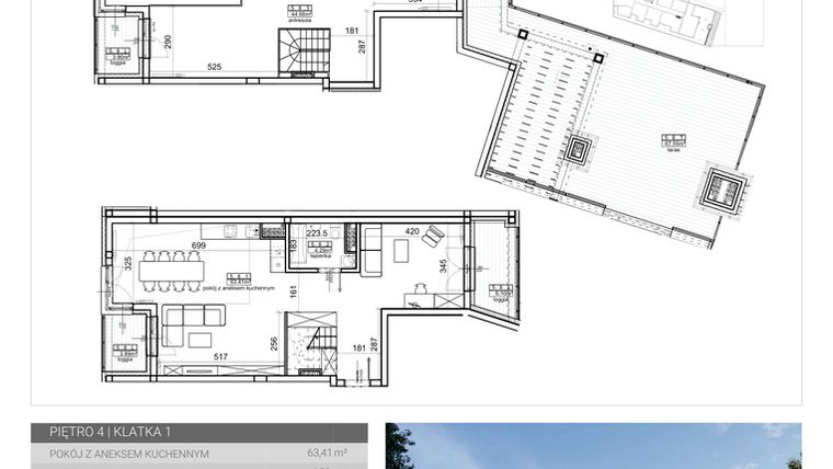 Rzut - Mieszkanie na sprzedaż 1 pokój o powierzchni 112,38 m² - numer 39 w Wave etap II