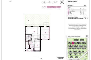 Rzut - Mieszkanie na sprzedaż 3 pokoje o powierzchni 62,4 m² - numer A6-1 w Aleja Kwitnącej Wiśni