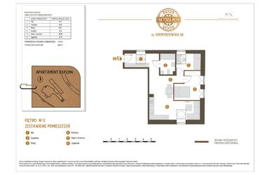 Rzut - Mieszkanie na sprzedaż 3 pokoje o powierzchni 52,89 m² - numer B3.P2.M4 w Faktoria Młyn