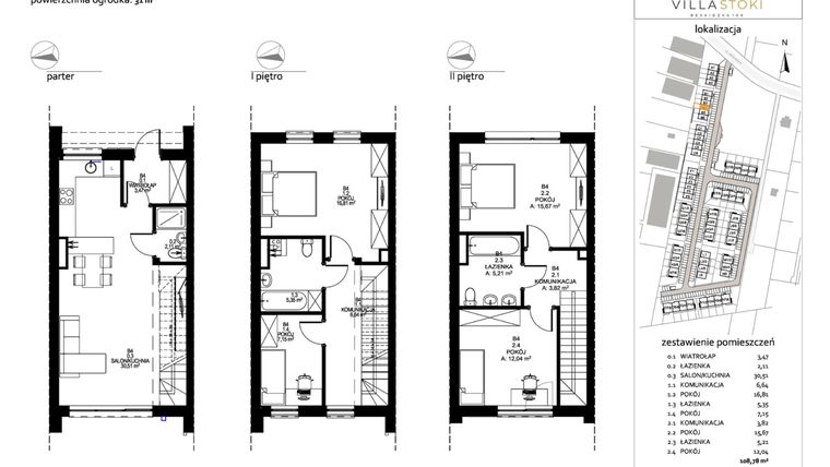 Rzut - Dom na sprzedaż 5 pokoi o powierzchni 108,78 m² - numer B4 w Villa Stoki (domy)