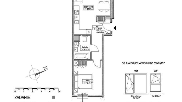 Rzut - Mieszkanie na sprzedaż 2 pokoje o powierzchni 46,16 m² - numer G.2.4.4 w Atut III