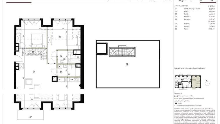 Rzut - Mieszkanie na sprzedaż 3 pokoje o powierzchni 96,34 m² - numer D.5.3 w Nowa Stawowa