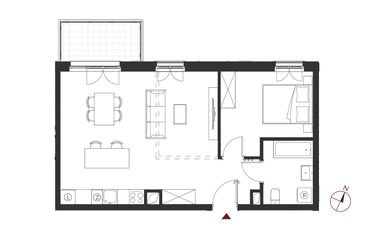 Rzut - Mieszkanie na sprzedaż 2 pokoje o powierzchni 53,54 m² - numer B.2.22 w Apartamenty Symfonia