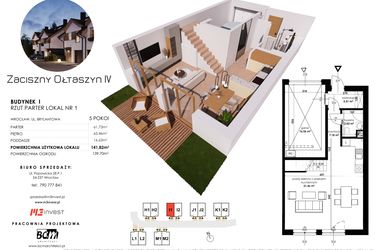 Rzut - Dom na sprzedaż 5 pokoi o powierzchni 141,82 m² - numer I1 w Zaciszny Ołtaszyn IV