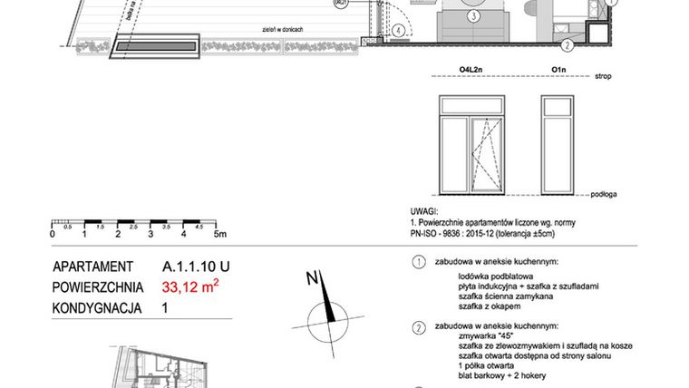 Rzut - Mieszkanie na sprzedaż 1 pokój o powierzchni 33,17 m² - numer A.1.1.10U w Mikołajki Apartamenty