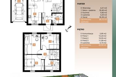 Rzut - Dom na sprzedaż 4 pokoje o powierzchni 122,71 m² - numer 8 w Osiedle Leśne Bulwary