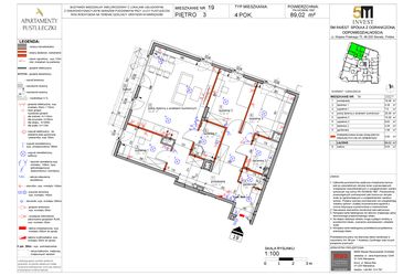 Rzut - Mieszkanie na sprzedaż 4 pokoje o powierzchni 85,4 m² - numer 19 w Apartamenty Pustułeczki