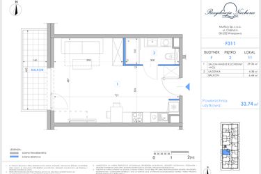 Rzut - Mieszkanie na sprzedaż 1 pokój o powierzchni 33,37 m² - numer F311 w Rezydencja Niechorze II