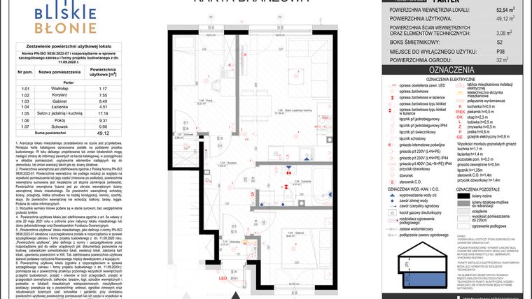 Rzut - Mieszkanie na sprzedaż 3 pokoje o powierzchni 49,12 m² - numer A4-1 w Bliskie Błonie