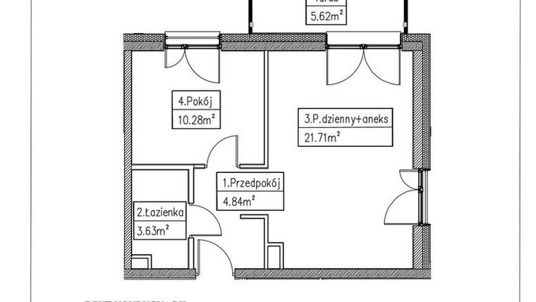 Rzut - Mieszkanie na sprzedaż 2 pokoje o powierzchni 40,46 m² - numer 21 w Działkowa 68
