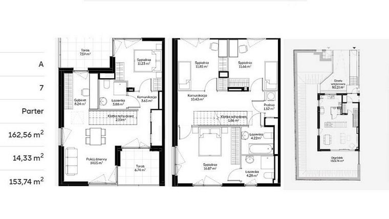 Rzut - Dom na sprzedaż 7 pokoi o powierzchni 256,99 m² - numer A01 w Jaśminowy Mokotów etap VI