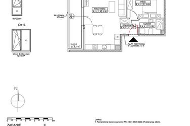 Rzut - Mieszkanie na sprzedaż 2 pokoje o powierzchni 42,38 m² - numer B.4.4.1 w Forma II