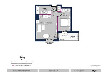 Rzut - Mieszkanie na sprzedaż 2 pokoje o powierzchni 37,03 m² - numer 132 w Moja Północna Etap III