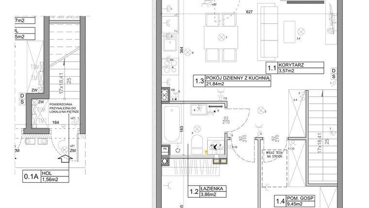 Rzut - Mieszkanie na sprzedaż 3 pokoje o powierzchni 58,82 m² - numer 48 w Manufaktura Marki 2 etap III
