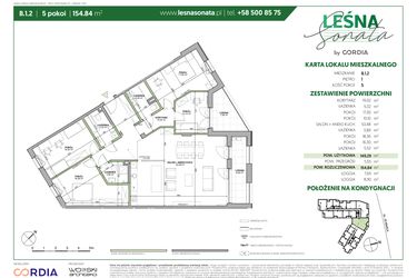 Rzut - Mieszkanie na sprzedaż 5 pokoi o powierzchni 149,29 m² - numer B.1.2 w Leśna Sonata