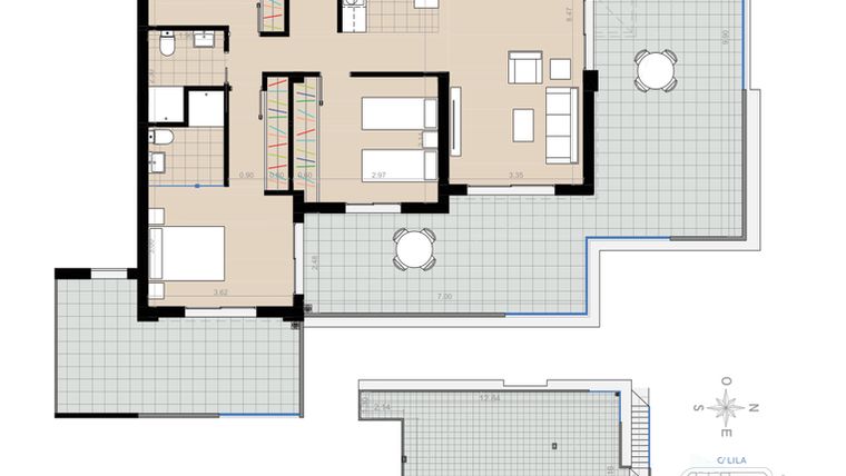 Rzut - Mieszkanie na sprzedaż 3 pokoje o powierzchni 294,87 m² - numer V3.9 w Residencial Nova II