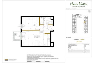 Rzut - Mieszkanie na sprzedaż 2 pokoje o powierzchni 40,19 m² - numer 33 w Aura Nova etap II