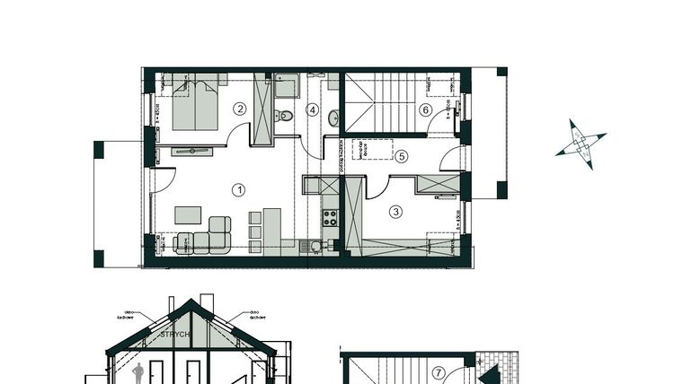 Rzut - Mieszkanie na sprzedaż 3 pokoje o powierzchni 66,43 m² - numer Y2 w Aleja Wiśniowa Pogórze
