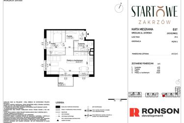 Rzut - Mieszkanie na sprzedaż 2 pokoje o powierzchni 49,13 m² - numer E07 w Osiedle Startowe