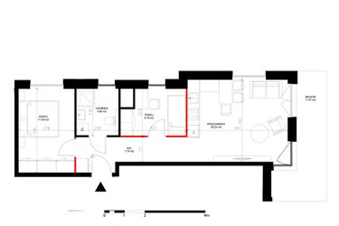 Rzut - Mieszkanie na sprzedaż 3 pokoje o powierzchni 51,13 m² - numer F.1.6 w INSPIRE ETAP V – bud. F, G