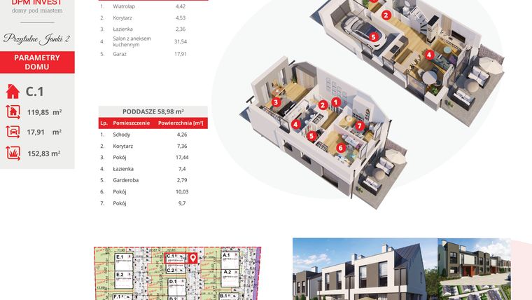 Rzut - Dom na sprzedaż 4 pokoje o powierzchni 119,8 m² - numer C.1 w Osiedle Przytulne Janki II etap 2